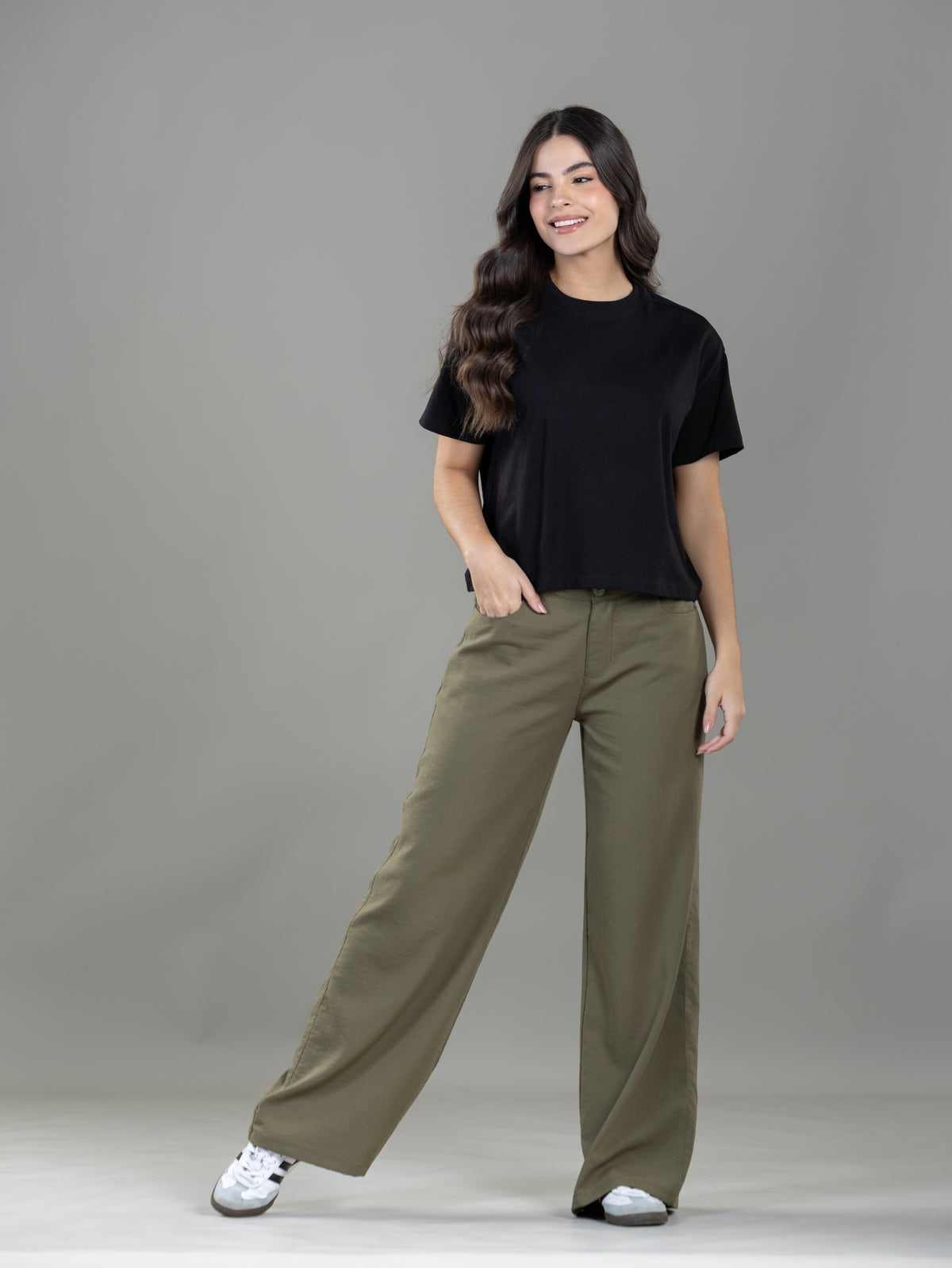 Pantalón Confort Verde Wide Leg