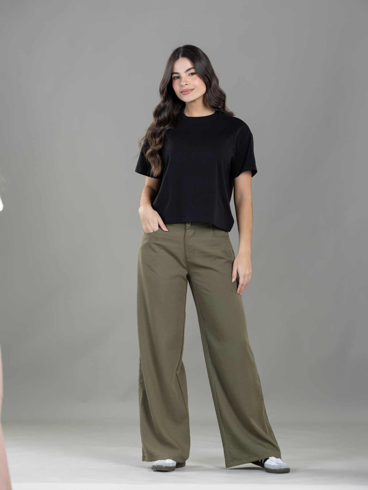 Pantalón Confort Verde Wide Leg