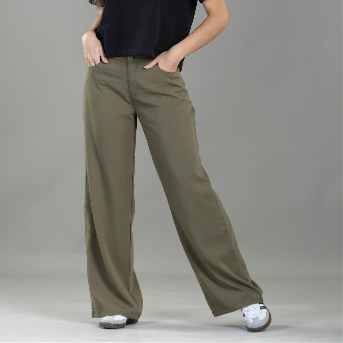Pantalón Confort Verde Wide Leg