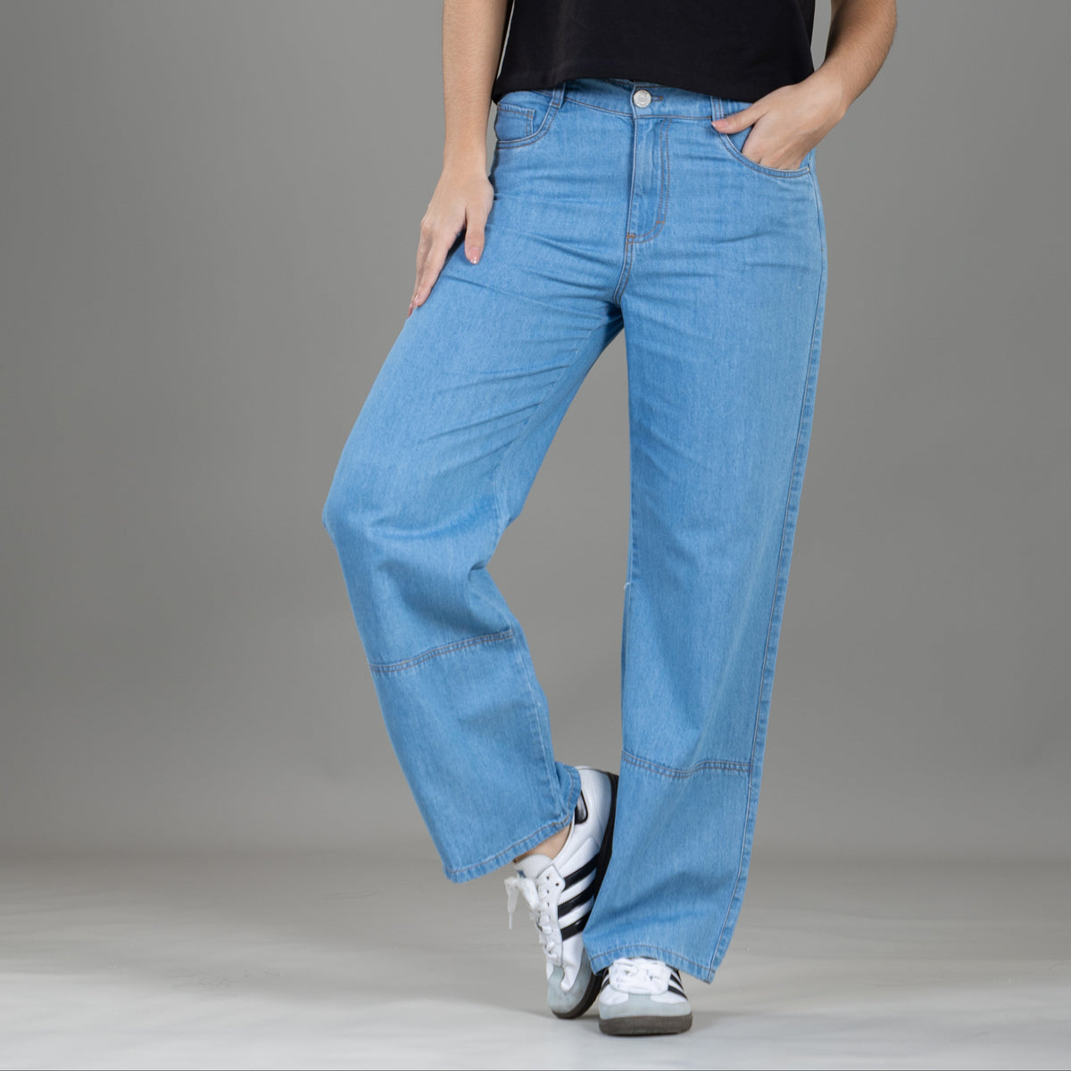 Jeans Confort Azul Claro Wide Leg