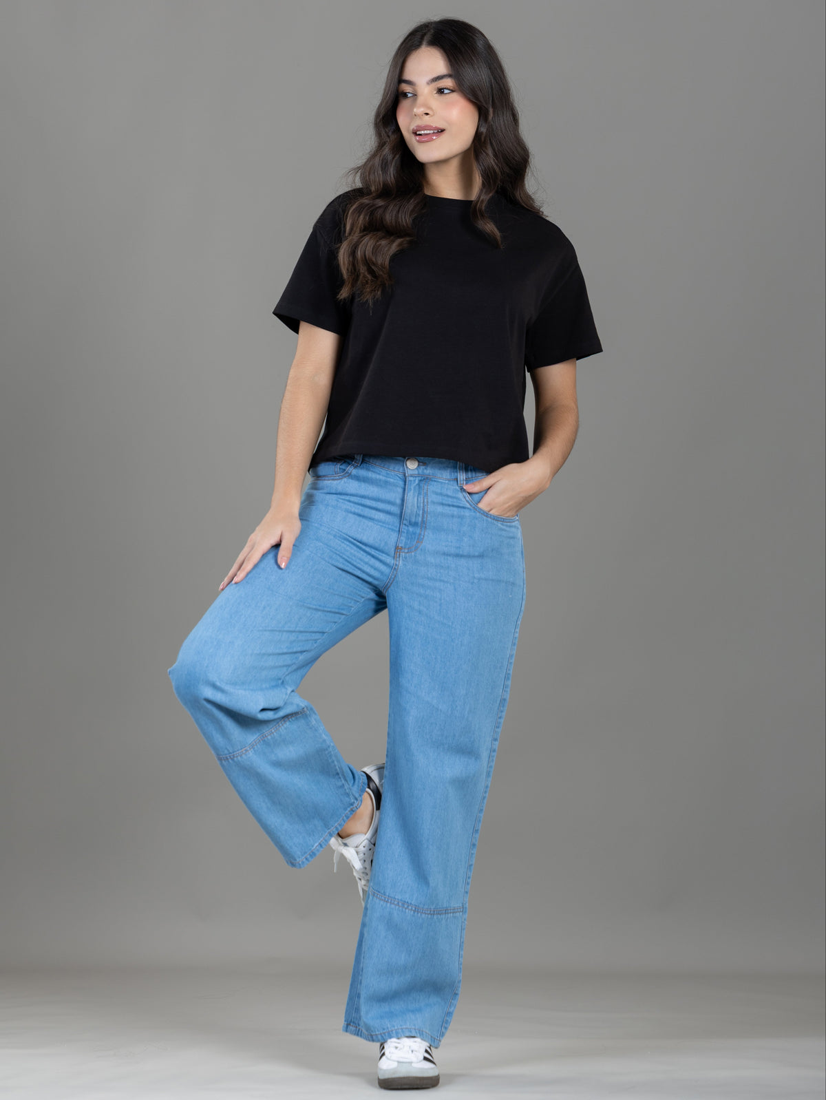 Jeans Confort Azul Claro Wide Leg