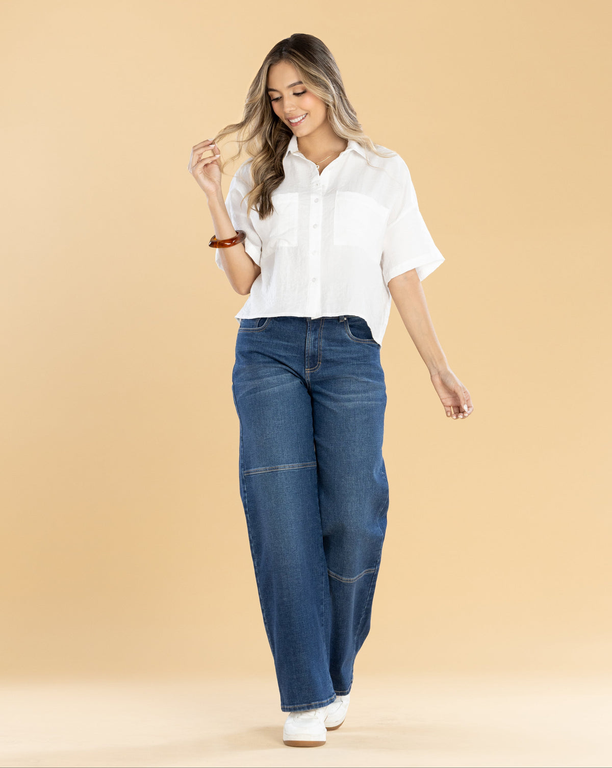 Jeans Confort Azul Oscuro Wide Leg Slim