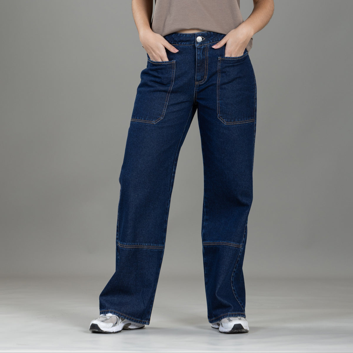 Jean Rígido Wide Leg Azul Oscuro