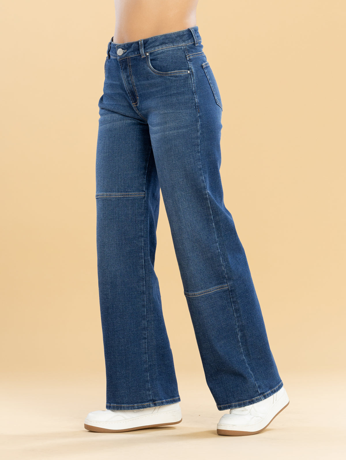 Jeans Confort Azul Oscuro Wide Leg Slim