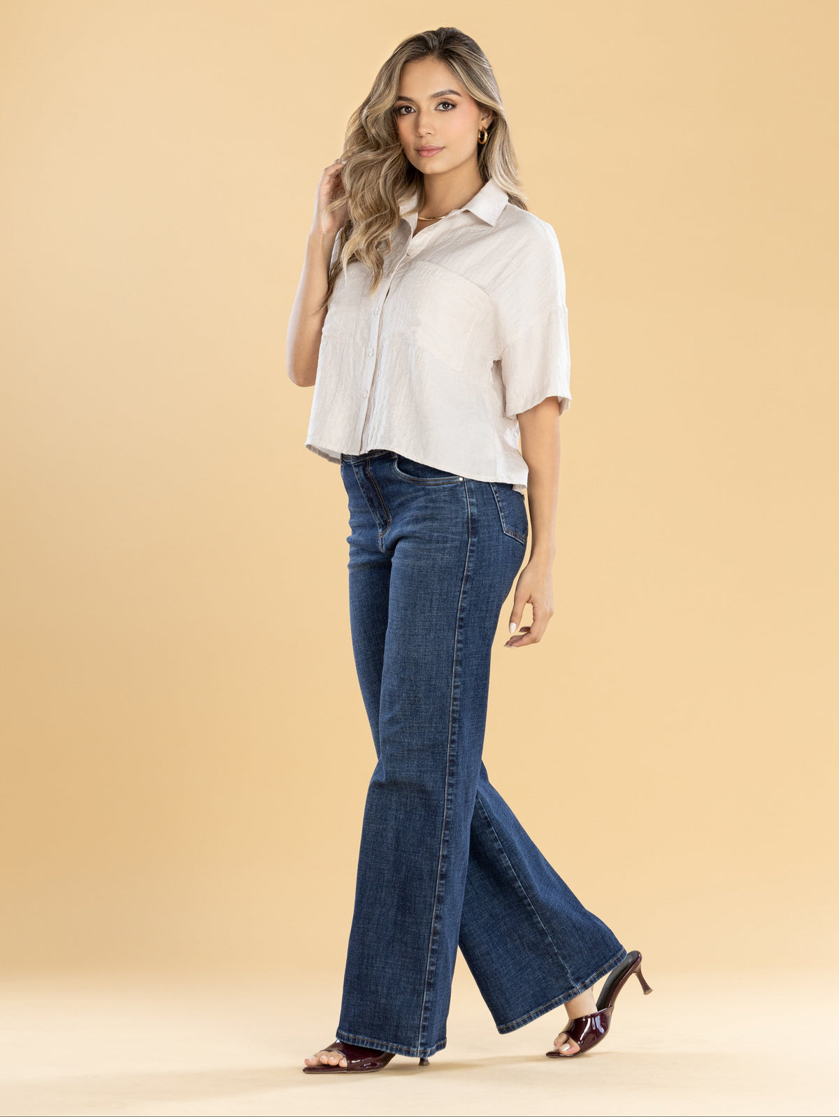 Jeans Confort Azul Oscuro Wide Leg