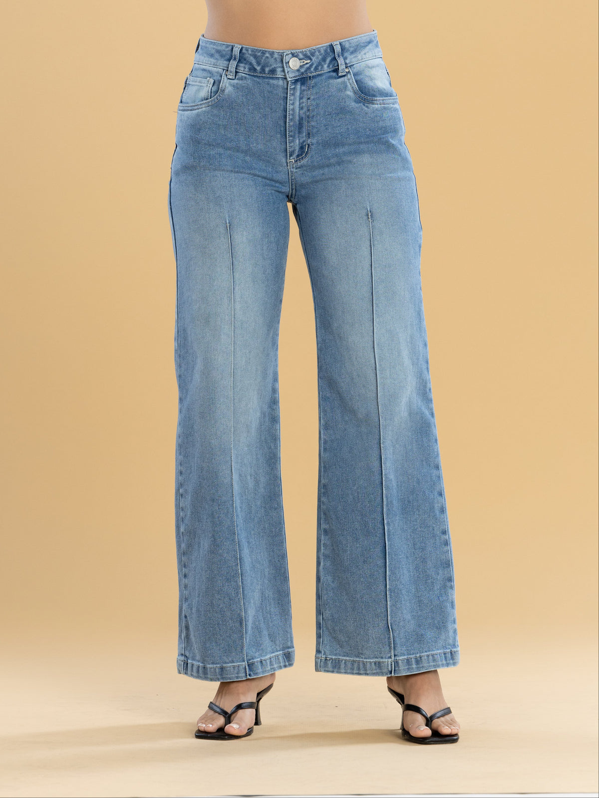 Jeans Confort Azul Medio Wide Leg