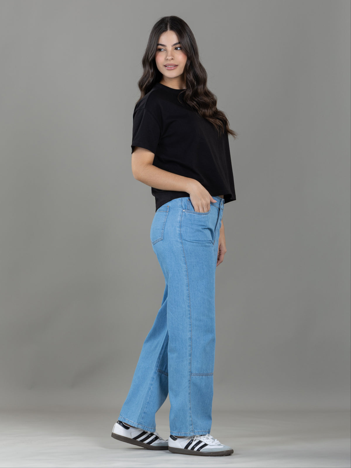 Jeans Confort Azul Claro Wide Leg