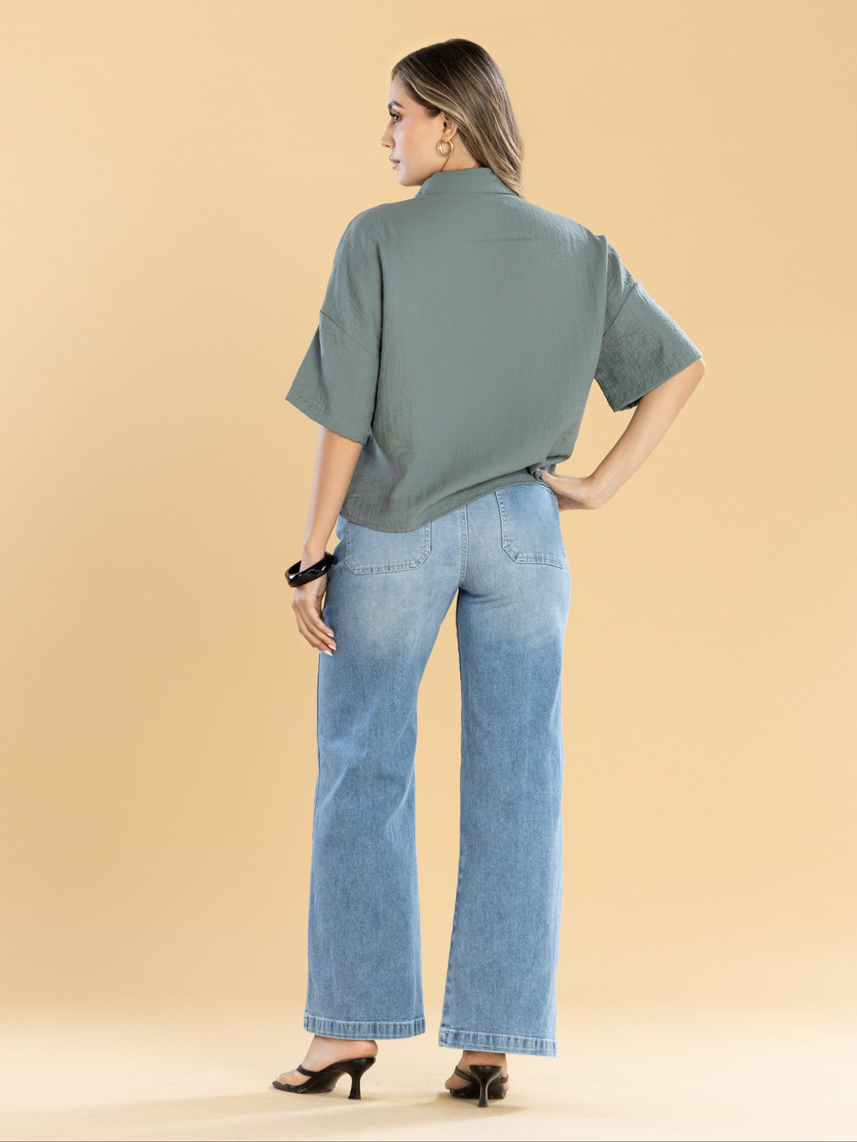 Jeans Confort Azul Medio Wide Leg