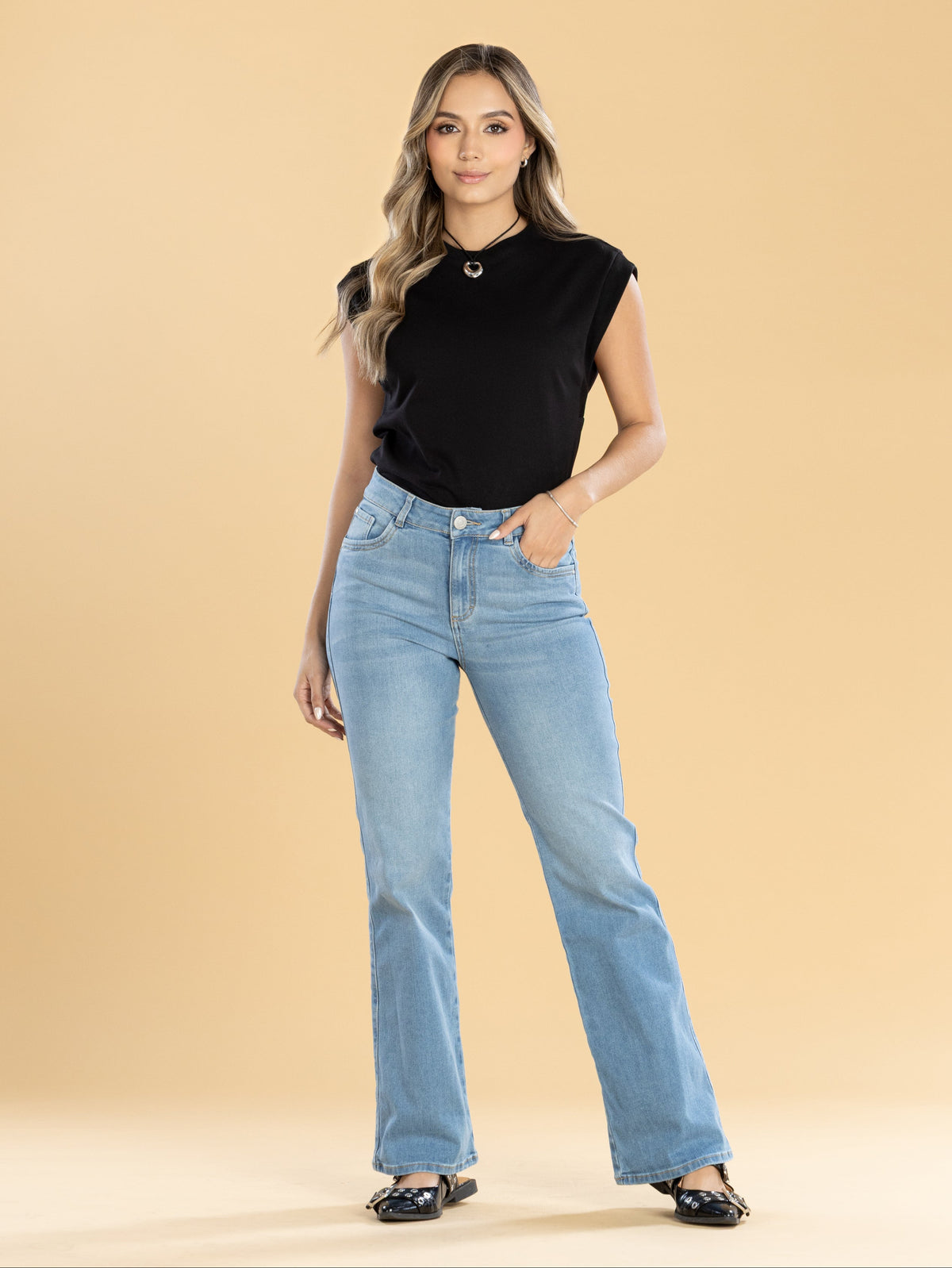 Jeans Confort Azul Claro Flare