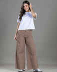 Pantalón Wide Leg Café Ajustable En Cintura