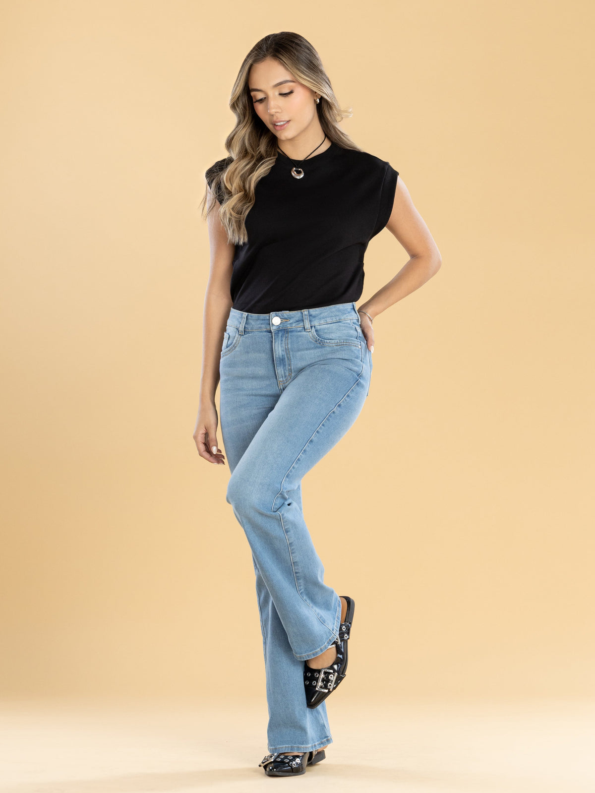 Jeans Confort Azul Claro Flare