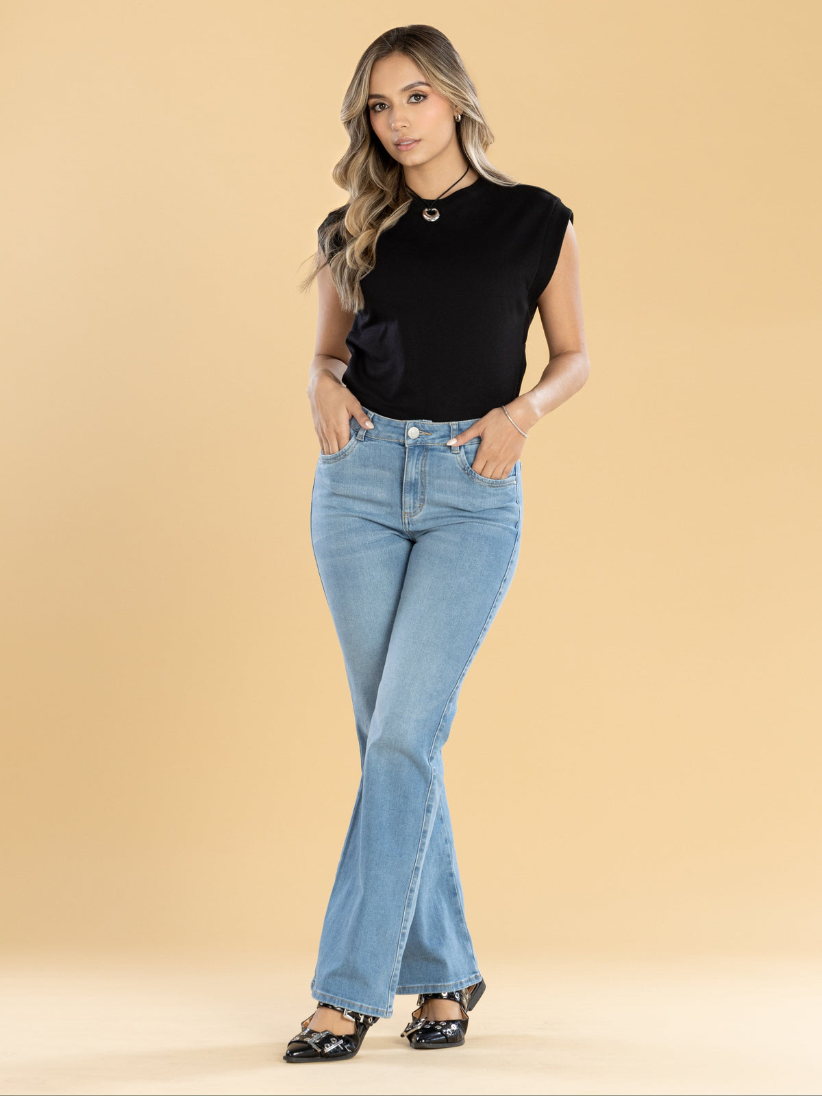 Jeans Confort Azul Claro Flare