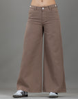 Pantalón Wide Leg Café Ajustable En Cintura