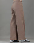 Pantalón Wide Leg Café Ajustable En Cintura
