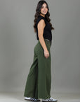 Pantalón Wide Leg Verde Ajustable En Cintura
