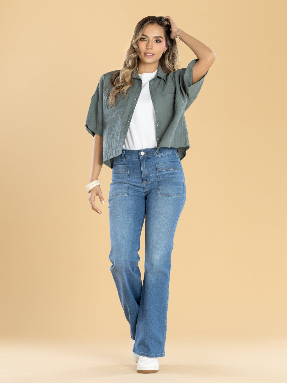 Jeans Confort Azul Medio Flare