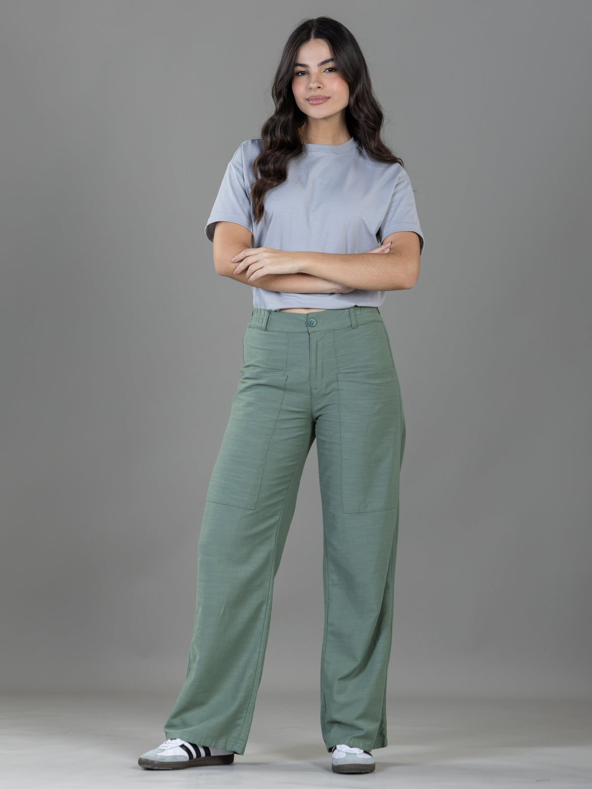 Pantalón Confort Verde Bota Recta