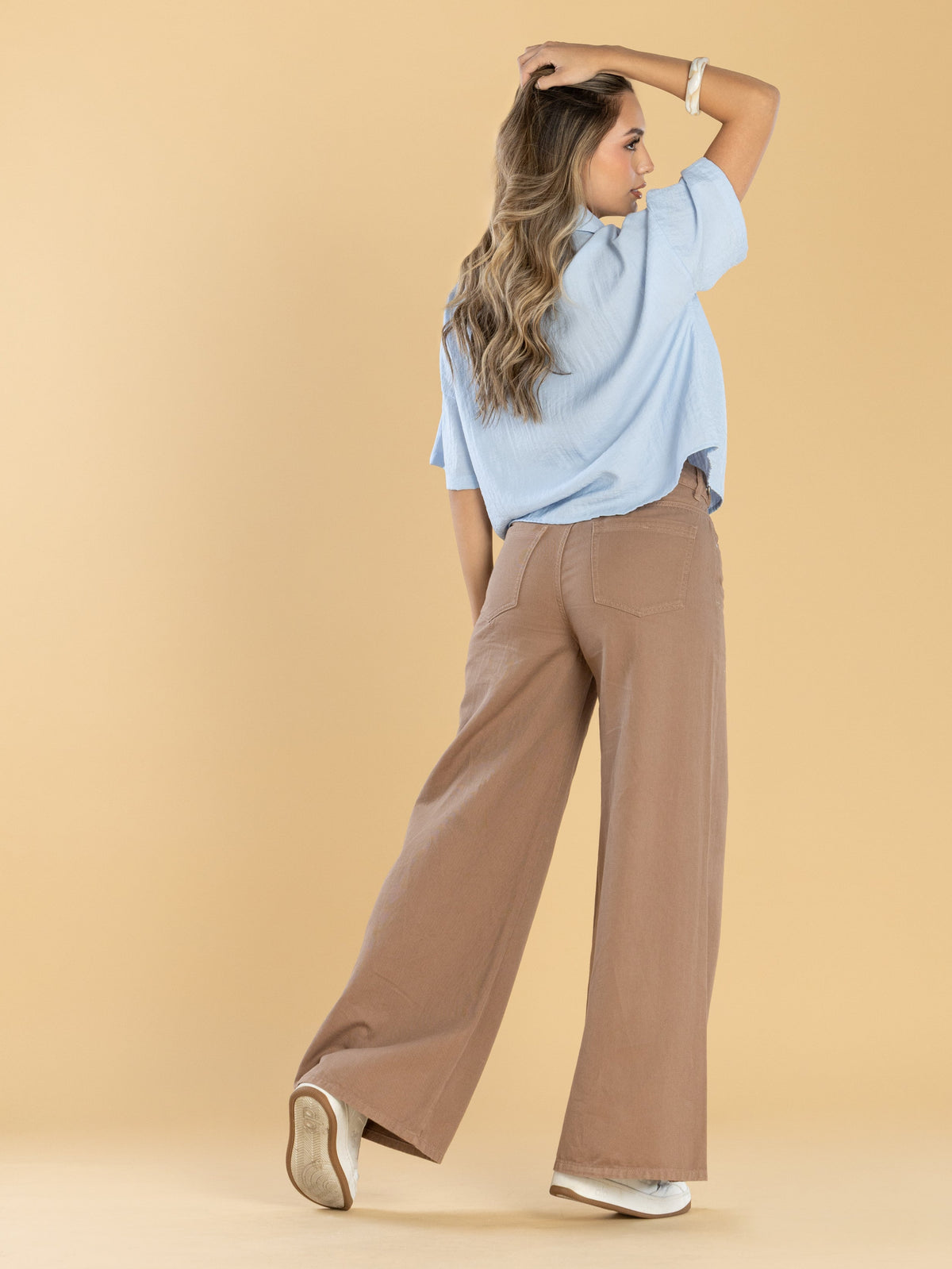 Pantalón Wide Leg Arena Ajustable En Cintura