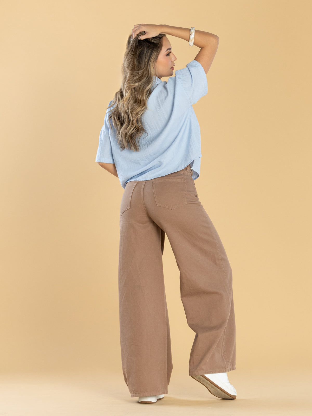 Pantalón Wide Leg Arena Ajustable En Cintura