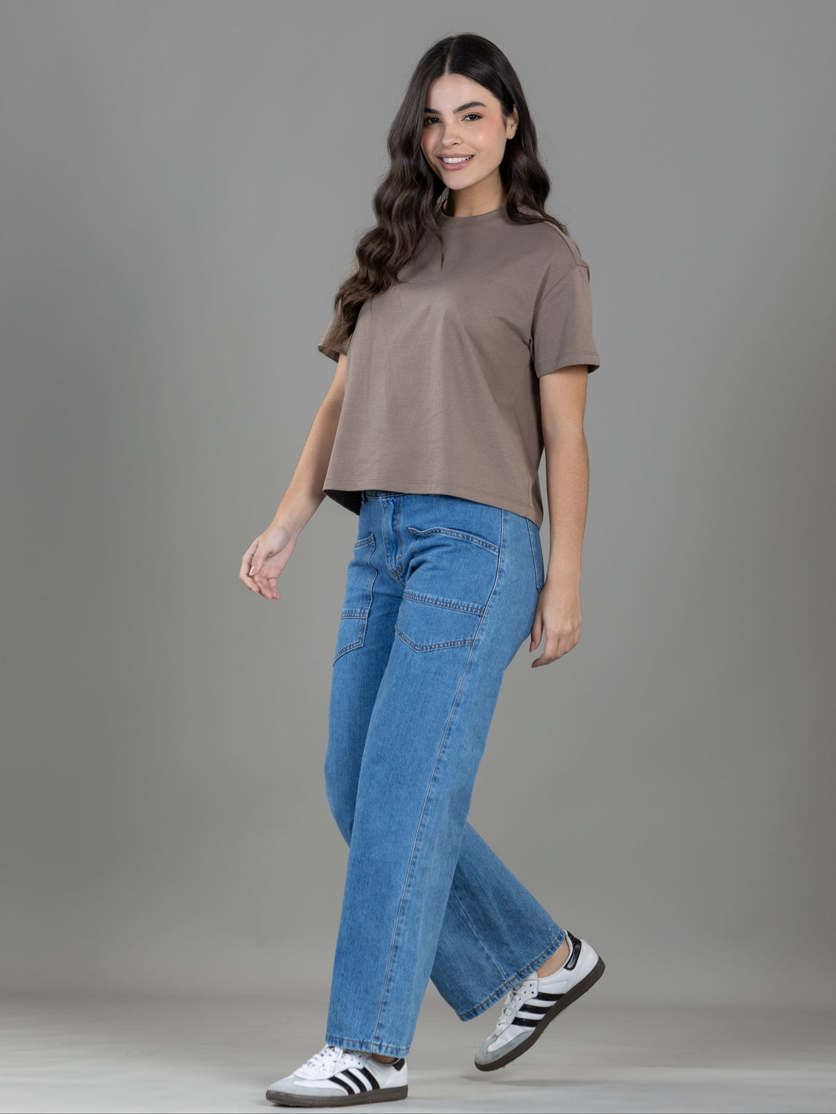 Jogger Rígido Azul Elástico En Cintura