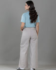 Pantalón Wide Leg Beige Ajustable En Cintura
