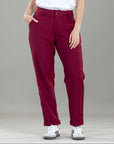 Pantalón Mom Vinotinto Bolsillo Diagonal y Bolsillo Ribete