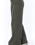 Pantalón Wide Leg Verde Ajustable En Cintura
