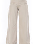 Pantalón Wide Leg Beige Ajustable En Cintura