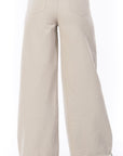 Pantalón Wide Leg Beige Ajustable En Cintura