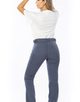 Pantalón Azul Gris Rígido Recto Parche Delantero Graduable En Cintura