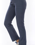 Pantalón Azul Gris Rígido Recto Parche Delantero Graduable En Cintura