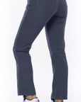 Pantalón Azul Gris Rígido Recto Parche Delantero Graduable En Cintura