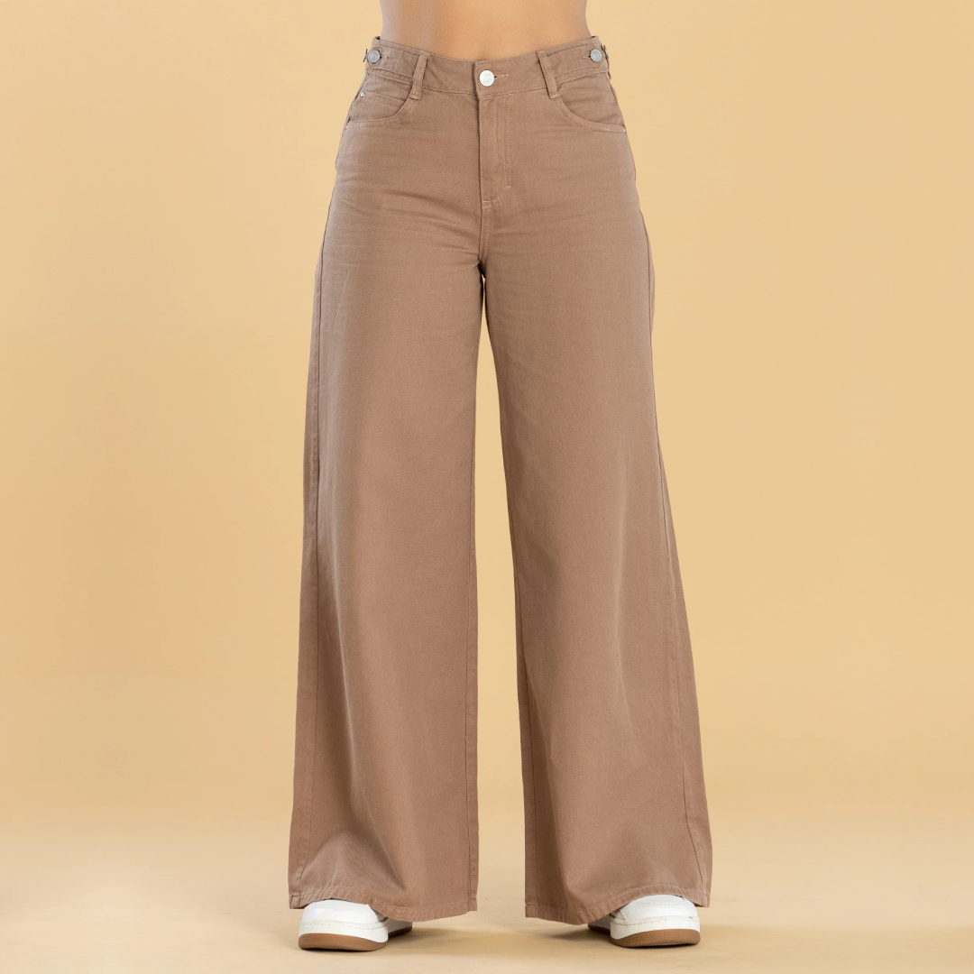 Pantalón Wide Leg Arena Ajustable En Cintura