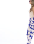 Pantalón Estampado Azul Wide Leg Elástico En Cintura