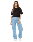 Jogger Rígido Azul Wide Leg Slim