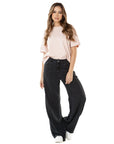 Pantalón Confort Negro Wide Leg Slim