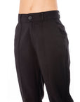 Pantalón Casual Corte Delantero Mom Negro