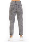 Jeans Rígido Mom Gris 5 Bolsillos