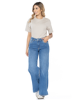 Jeans Stretch Azul Medio Wide Leg