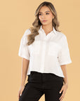 Blusa Oversize Ivory Cuello Camisero