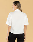 Blusa Oversize Ivory Cuello Camisero