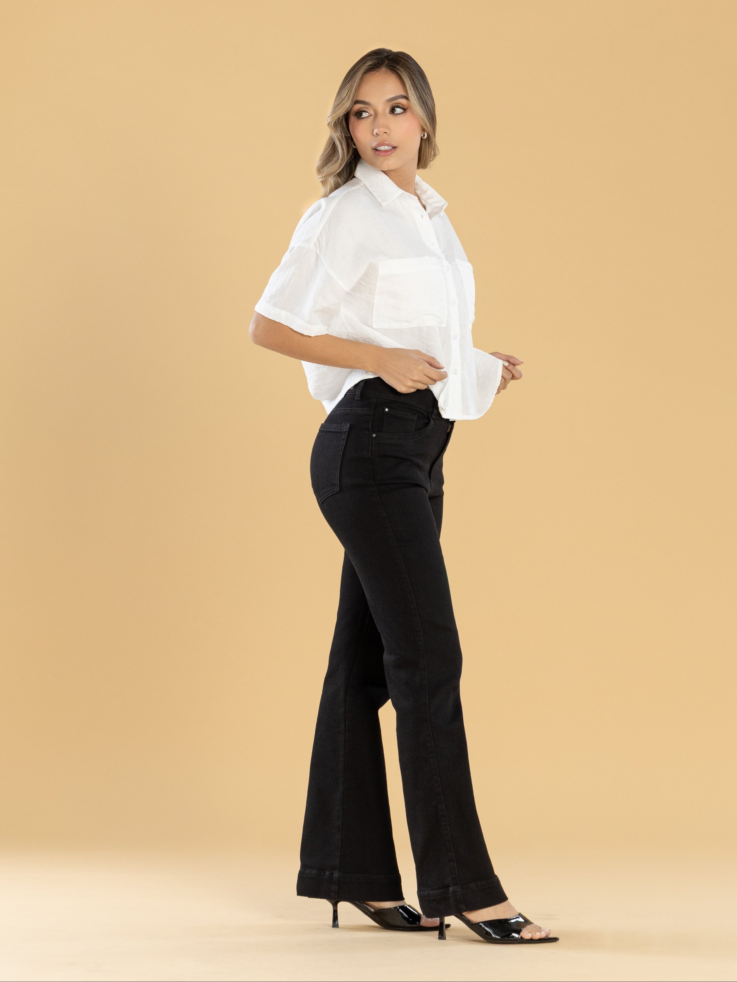 Jeans Confort Negro Flare