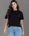 CAMISETA BOXY FIT MANGA CORTA NEGRA