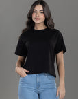 CAMISETA BOXY FIT MANGA CORTA NEGRA