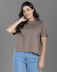 CAMISETA BOXY FIT MANGA CORTA CAFÉ