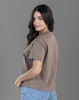 CAMISETA BOXY FIT MANGA CORTA CAFÉ