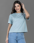 CAMISETA BOXY FIT MANGA CORTA AZUL