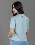 CAMISETA BOXY FIT MANGA CORTA AZUL