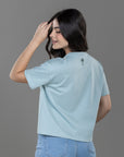 CAMISETA BOXY FIT MANGA CORTA AZUL