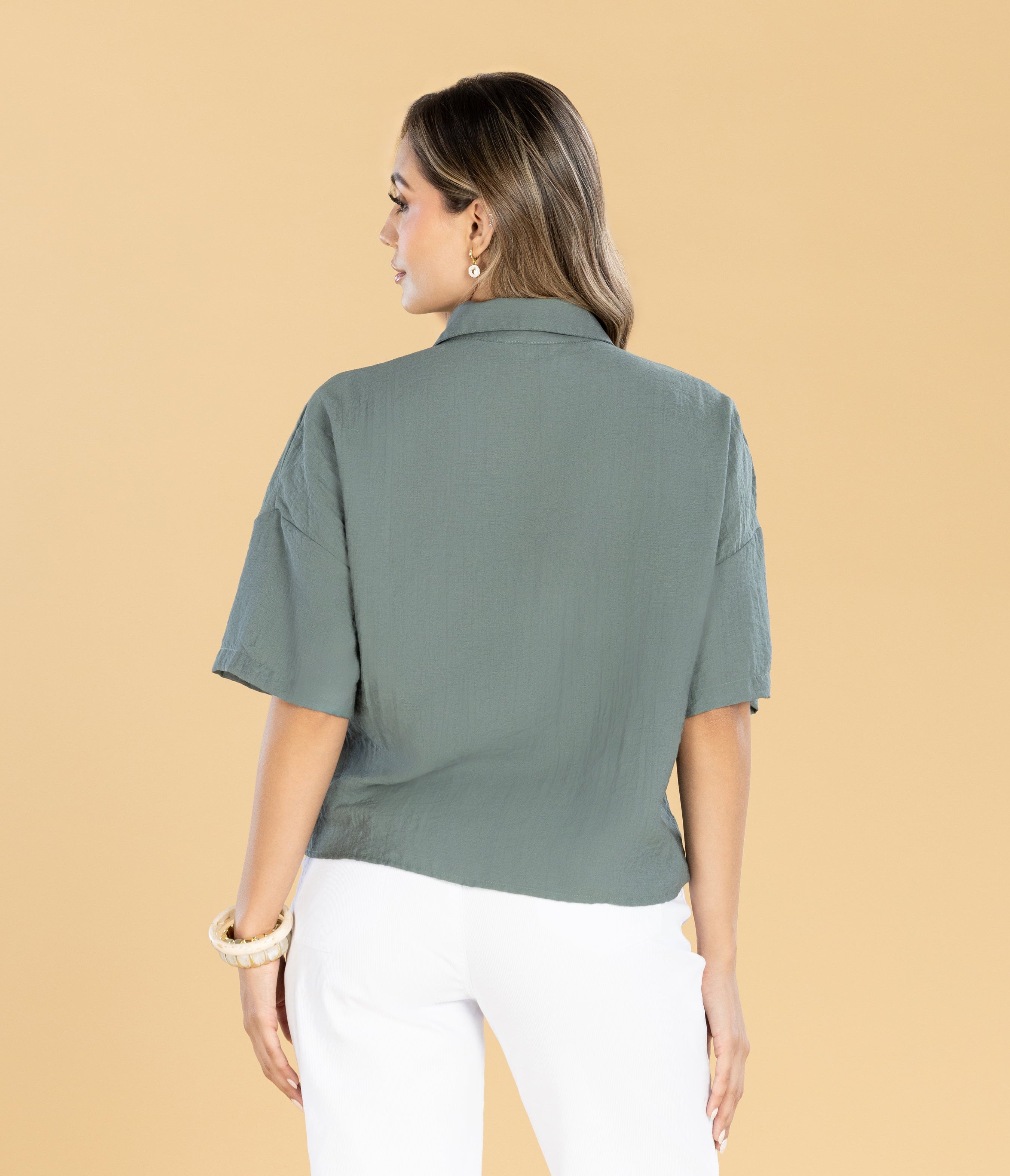 Blusa Oversize Verde Cuello Camisero